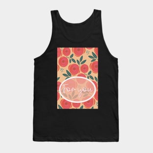 Greeting card For you. Roses are red, abstract pattern with red roses on a yellow striped bottom Tank Top